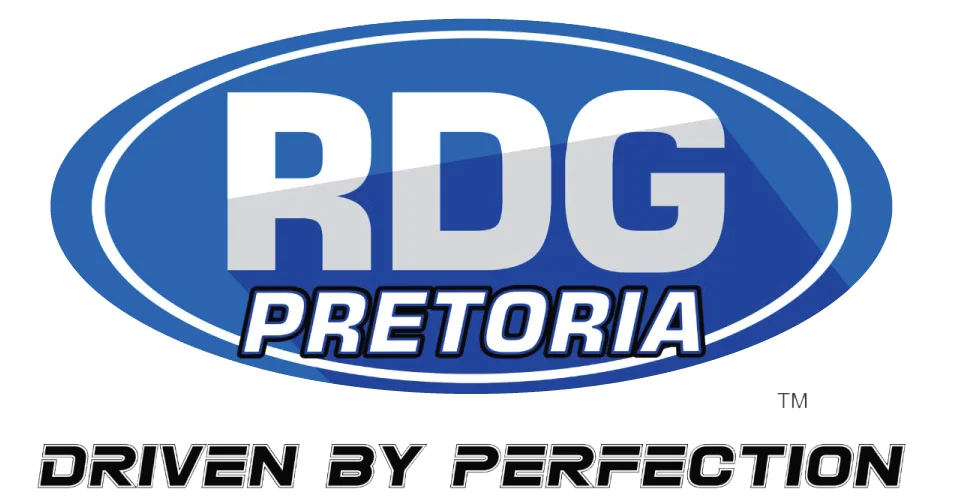RDG Pretoria logo in blue oval with white text and tagline "Driven by Perfection"
